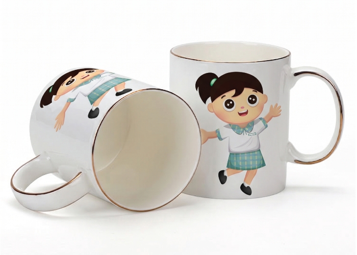 380ml Classic Ceramic Mug with Gold Rim