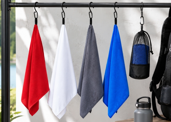 Microfiber Sports Towel in a Pouch (Towel with Carabiner)